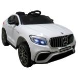 Bērnu elektroauto Mercedes GLC63s 4x4 (balts) - ādas sēdeklis, mīksti diski